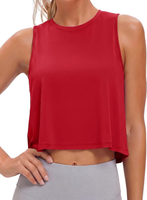 MAGCOMSEN Women's Cropped Tank Top - Quick Dry Sleeveless Workout Shirt for Yoga & Gym | Loose Fit