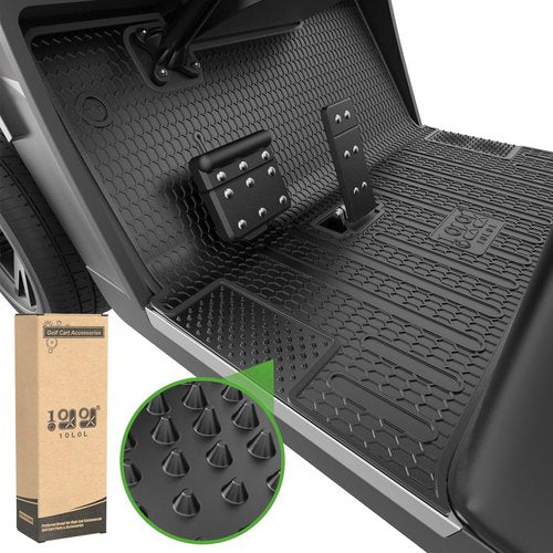 10L0L Golf Cart Floor Mat for EZGO TXT 1996-up, Full Coverage Floor Liner Mat with Grass-Scraping Design, Honeycomb Pattern, Made by Eco-Friendly Resin Rubber - Black