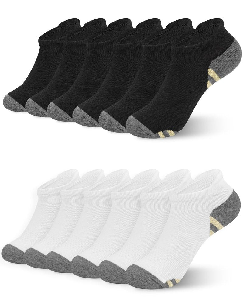 RIPBIG Copper Ankle Compression Socks for Women & Men 6Pairs- Plantar Fasciitis Arch Support Running Socks for Athletic（01-3B3W X/L）