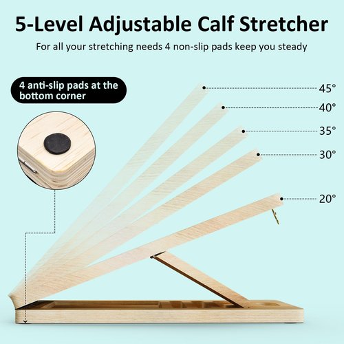 FITKS360 MPortable Wooden Slant & Balance Board for Calf Stretch, Squats, Pilates & Therapy. Multi-angle adjustable, anti-slip, ergonomic design. 350LBS capacity for legs, knees & core training.