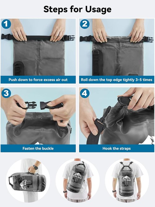 HEETA Waterproof Dry Bag - Lightweight Roll Top Storage for Travel | 5L/10L/20L/30L/40L Sizes