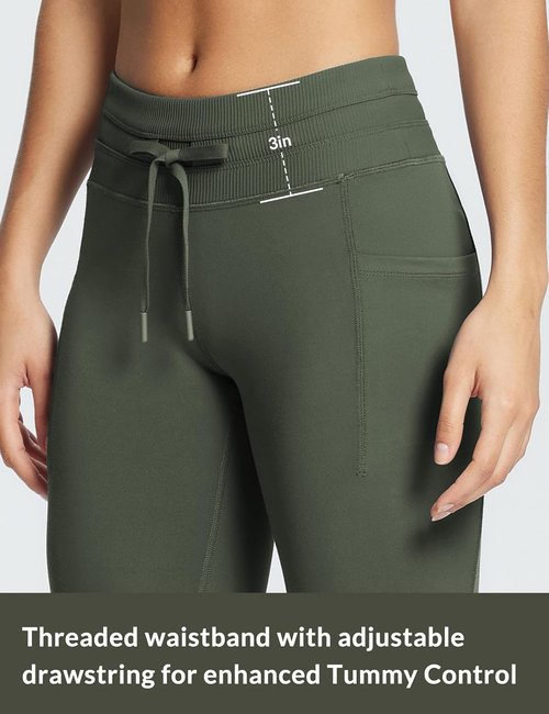 Baleaf Women's Fleece Lined Leggings - Water Resistant Thermal Tights for Skiing & Hiking | High Waisted, Pockets