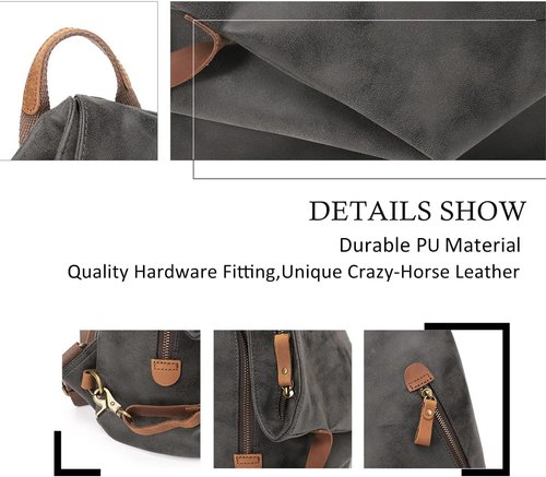 KL928 PU Leather Vintage Backpack - Stylish Large Casual Daypack for Outdoor Travel & Hiking