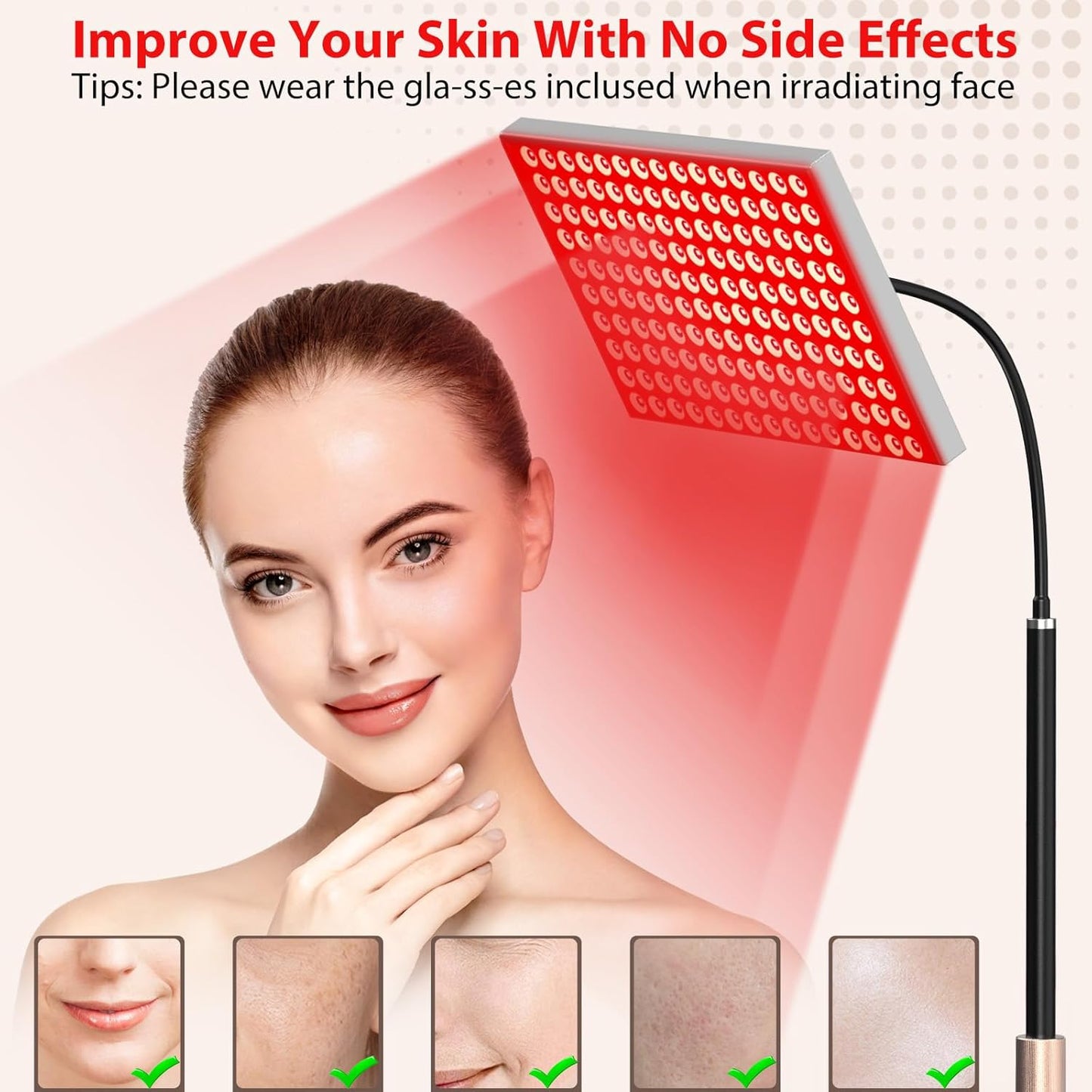 Red Light Therapy Lamp by [Brand Name] - 660nm & 850nm Infrared LED Panel Light | Adjustable Stand for Home, Office, Gym