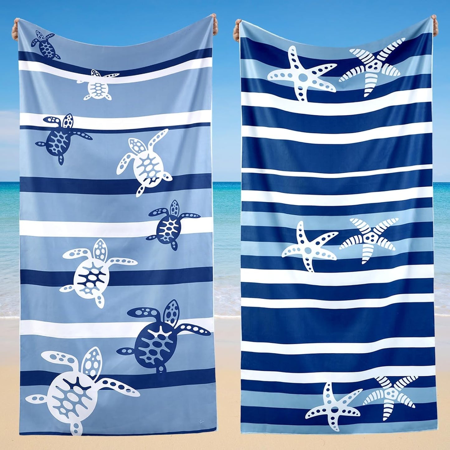 Skiennix Oversized Beach Towels - Quick Dry Absorbent 72 x 36 Inch Tropical Design for Adults