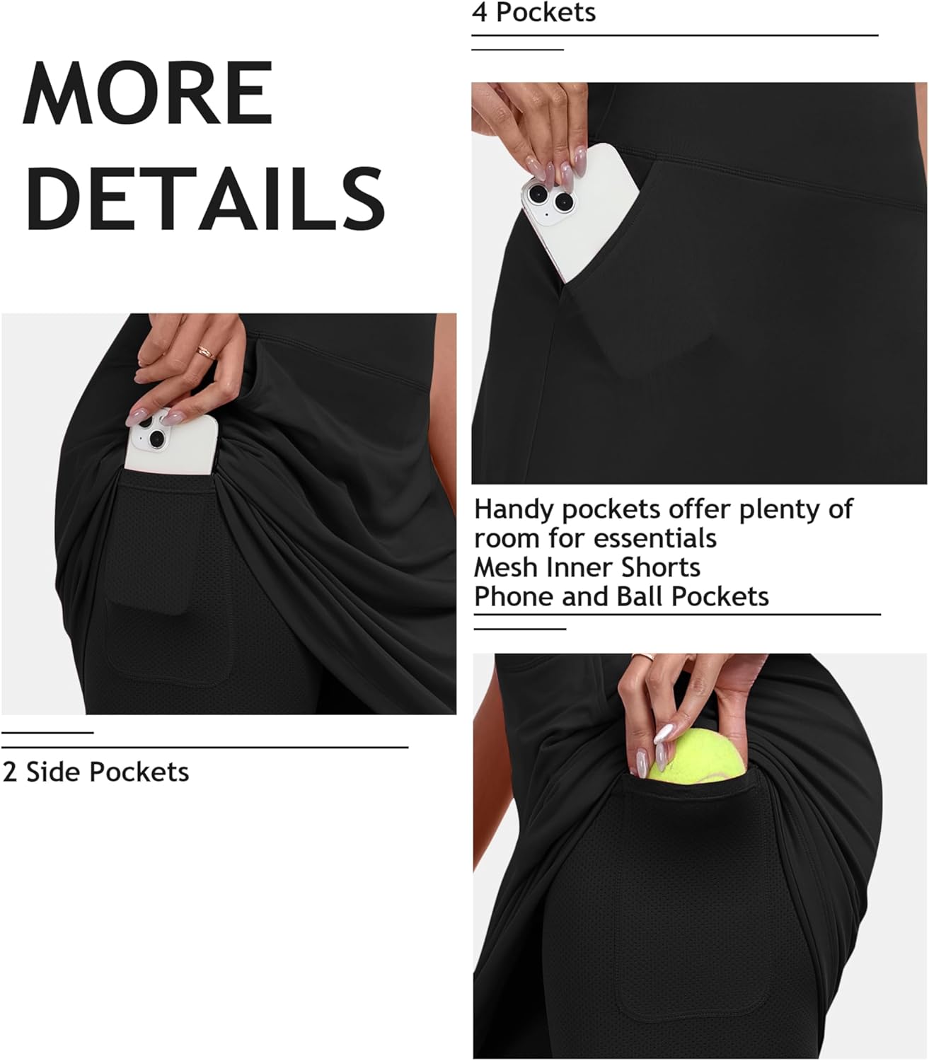 MoFiz Women's Knee-Length Golf Skort - High-Waisted Athletic Skirt for Summer Sports & Casual Wear