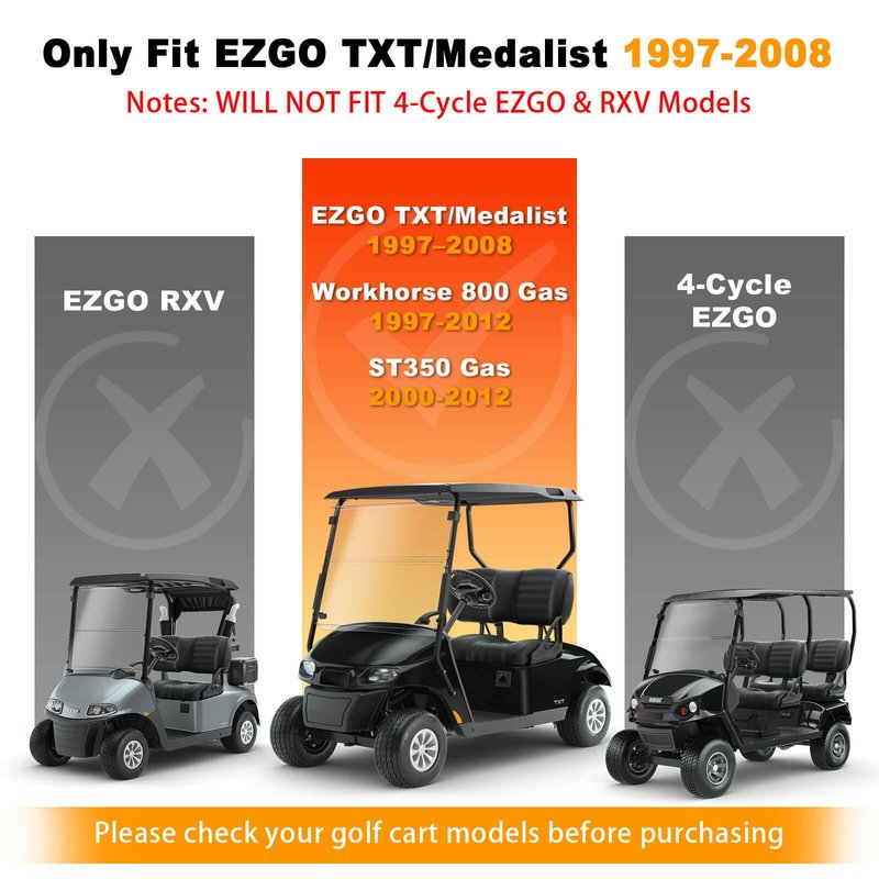 EZGO TXT Brake Shoes Rear Kit Assembly Fit for 2-Cycle EZGO TXT/Medalist 1997-2008 and Workhorse 97+, Golf Cart Brake Pads OEM 27943G01 27945G01 70794G01 70795G01, Only for 2-Cycle EZGO Carts