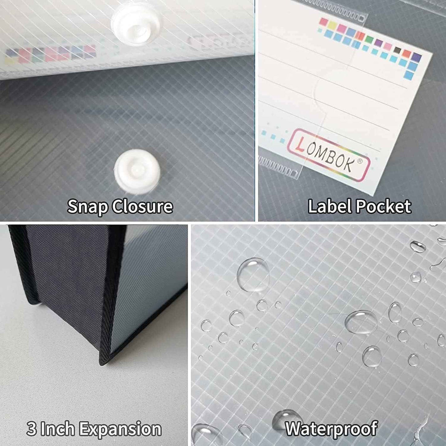 YoeeJob Plastic File Folders Legal Size Expandable Document Folder with Snap Button Closure, A4 Expanding File Wallet Envelopes Pouch with Label Pocket, 18 Packs, Black