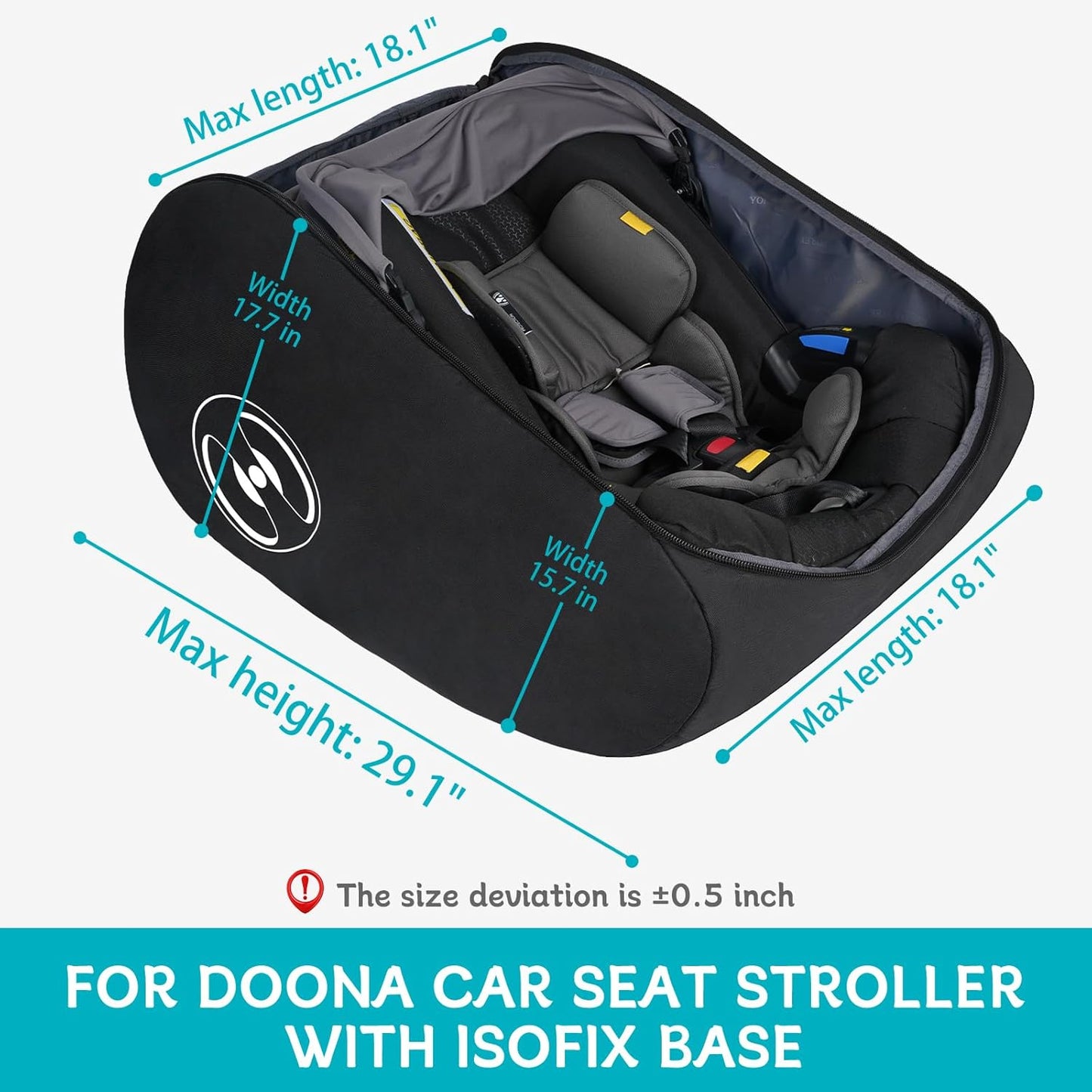 YOREPEK Padded Car Seat Travel Bag - Fits Doona Car Seat & Stroller | Lockable Zipper, Foldable Design