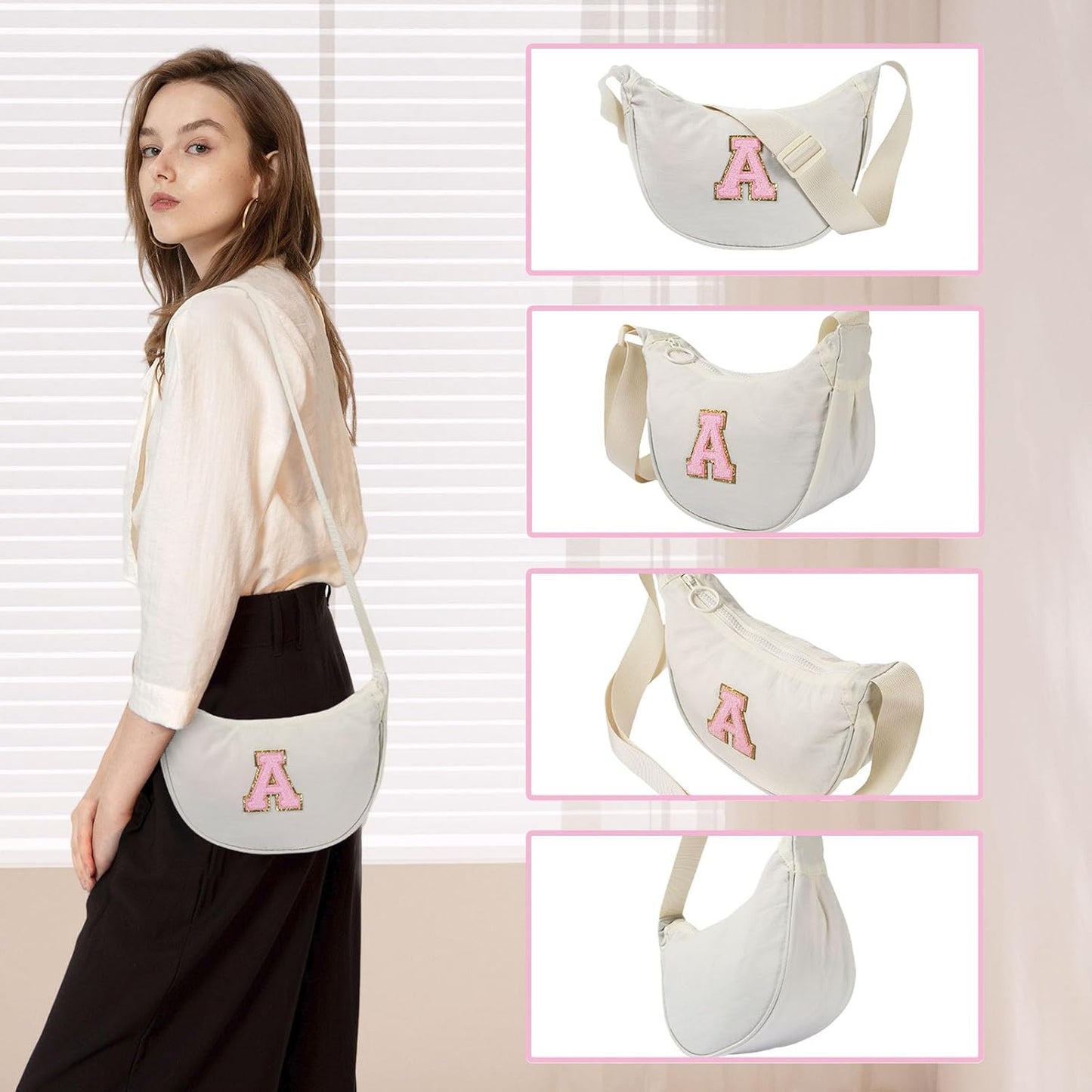 Skiennix Initial Crescent Crossbody Bag - Cute & Trendy Birthday Gift for Women | Perfect for Festivals