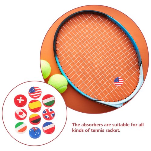 BESPORTBLE 10PCS Vibration Dampeners Silicone Tennis Dampener National Flag String Shock Absorber Accessory for Tennis Players Beginners