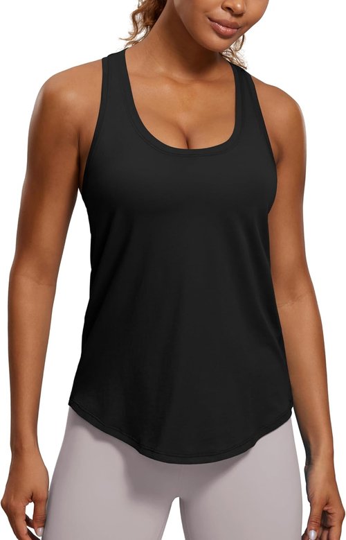 CRZ YOGA Pima Cotton Racerback Tank Tops for Women - Soft, Comfortable Sleeveless Workout Shirts