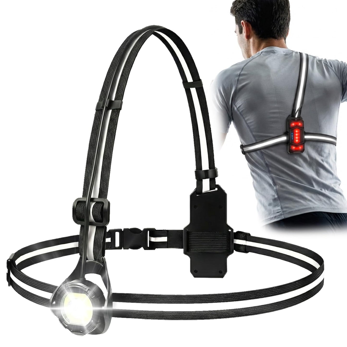 Running Light for Runners, Light Up Vest with Rear Red Warning Light, Black