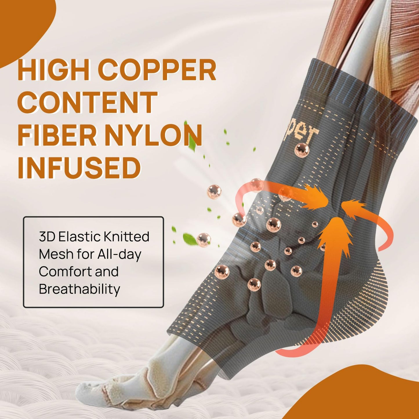 JIUFENTIAN Copper Ankle Brace for Achilles Tendonitis Women and Men (2 pack) - Breathable Ankle Support Brace for Sprained, Sprain,Sports Injury Recovery,Copper Infused– Foot Pain Relief (Large)