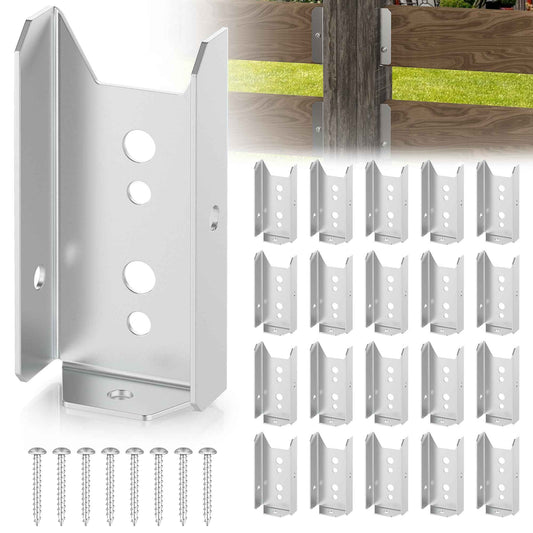 20 Pcs 2x4 Fence Brackets for Wood,Fence Post Bracket,2x4 Brackets for Woods Rail,Deck Bracket Connectors for 2"×4" (Actually 1.5"x3.5") Wood Post with 160pcs Screws