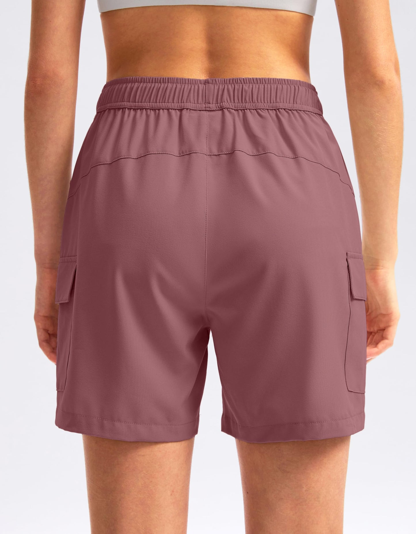 SANTINY Women's 5''/ 7''/9'' Hiking Cargo Shorts Quick Dry Lightweight Summer Shorts for Women Athletic Golf Zipper Pockets(Dusty Pink_XS)