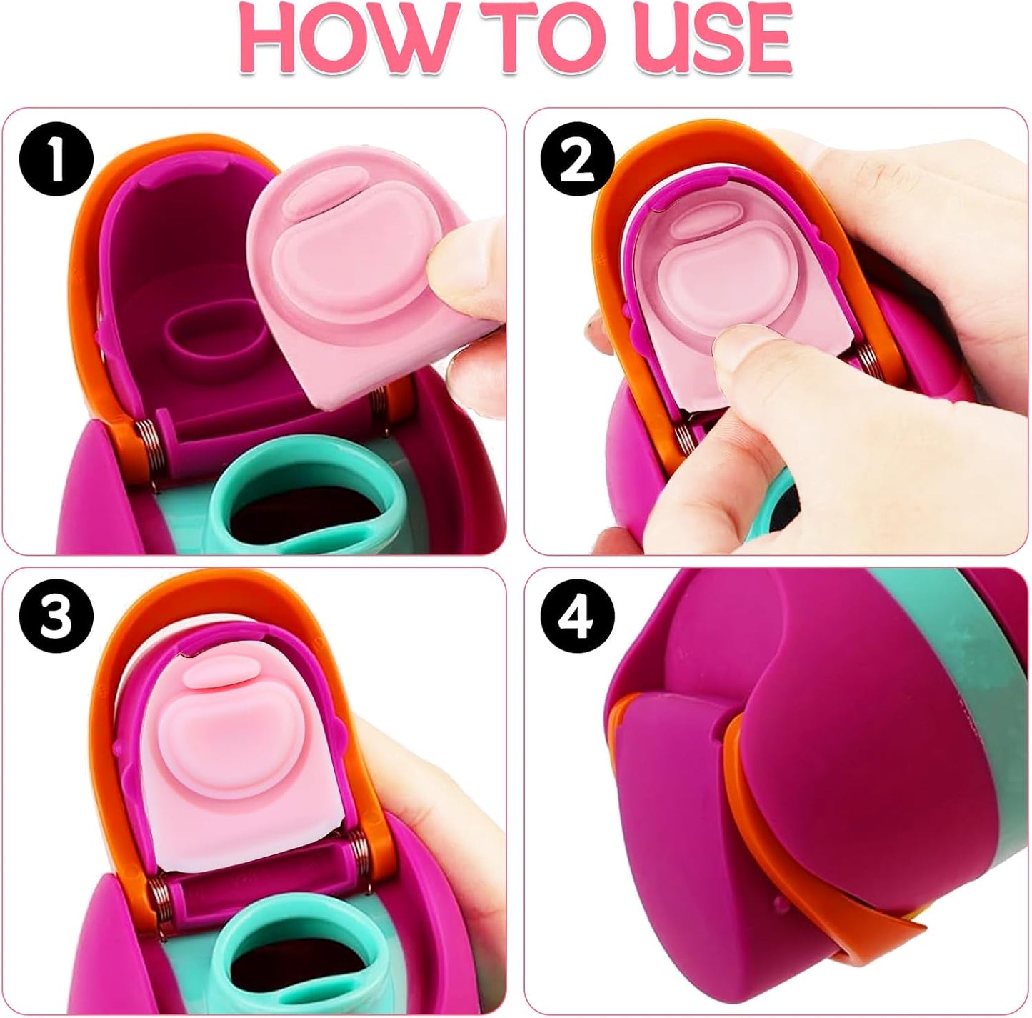 Owala | 4-Pack Replacement Stoppers for FreeSip Water Bottles - Silicone Gasket Lid Inserts (Pink)