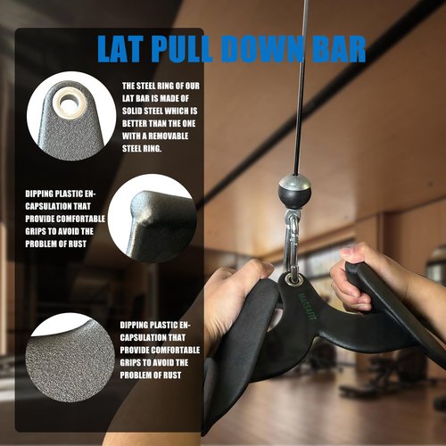 MARSAFIT Ergonomic Lat Pull Down Bars, Back and Triceps Strength Training Equipment, Lat Pulldown Attachments, Cable Attachments for Home Gym (BT0013)