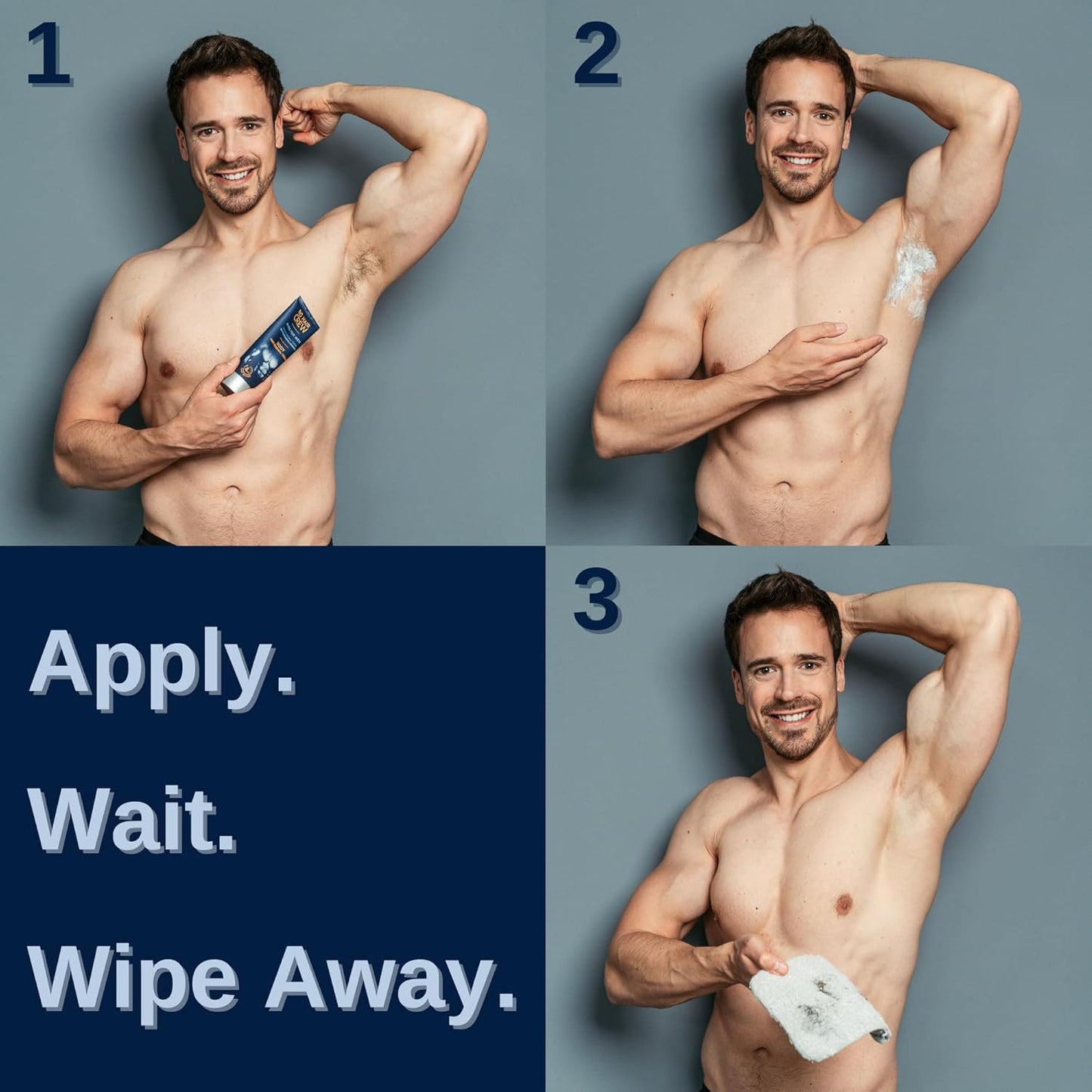 No Hair Crew Hair Removal Cream for Men - Painless & Soothing Manscaping Solution, 100ml (2 Pack)