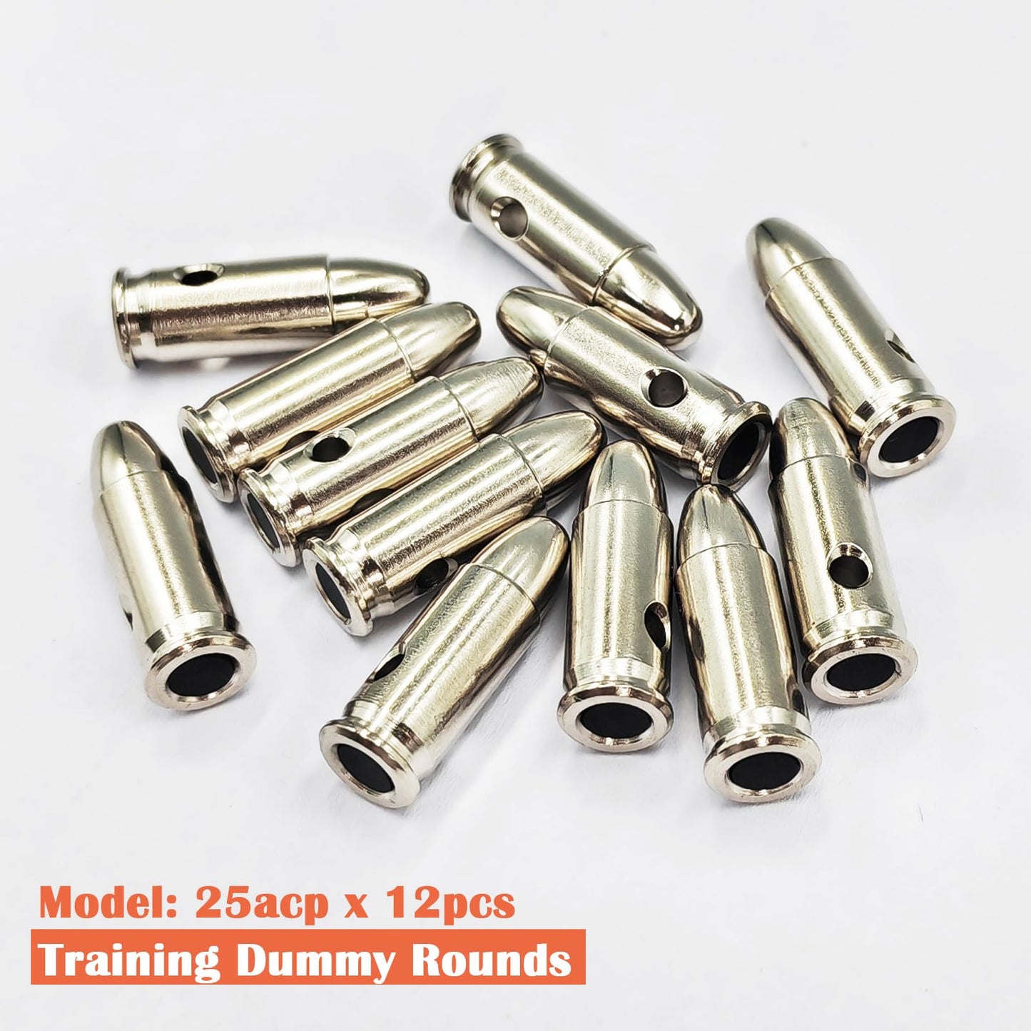 Bayattoo 25 ACP Steel Safety Practice Rounds Action Trainer Dummy Round Dry Fire Training Snap Cap (12pk)