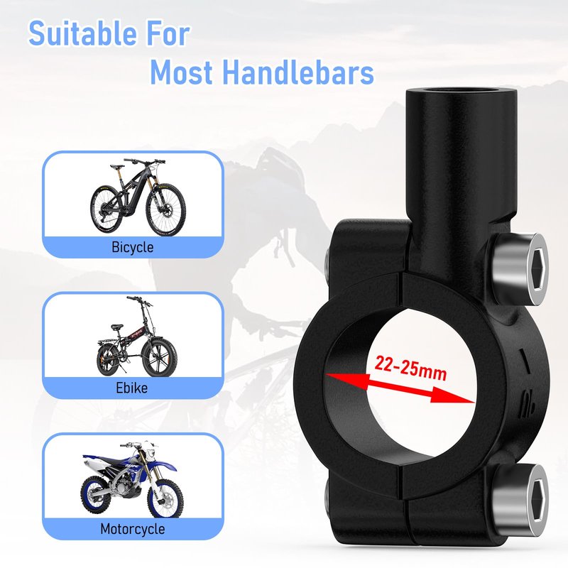 2PCS eBike Mirrors for 22-25mm handlebars, 360° Adjustable Bike Mirror Handlebar Mount, HD Scratch Resistant Handlebar Rearview Mirror, Bike Accessories for Ebike Mountain Road Bike