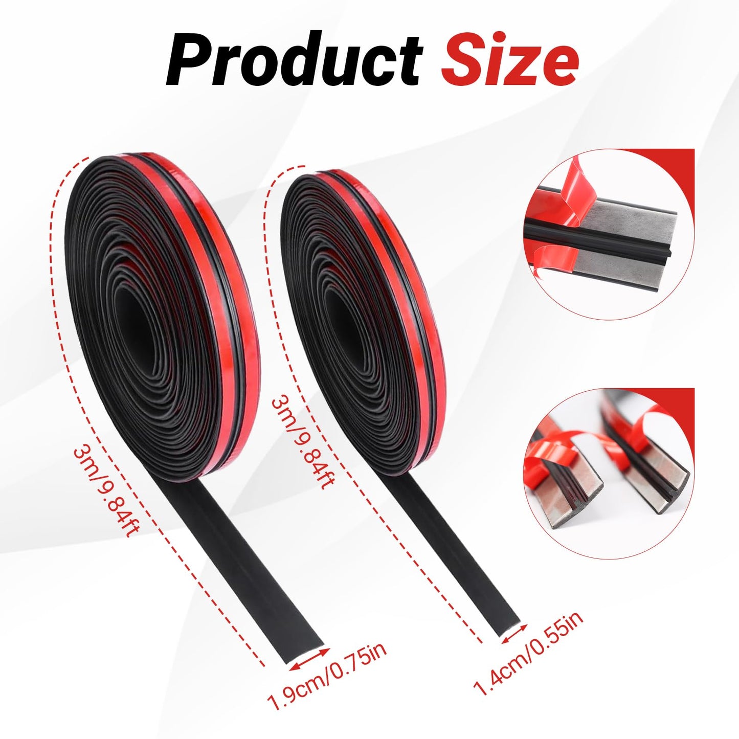 19.6 Ft Car Windshield Weather Stripping, 0.55in+0.75in T Shape Windshield Rubber Seal, Auto Sunroof Sealing Cover for Sunroof, Front and Rear Windshields, Leak Sound Proofing