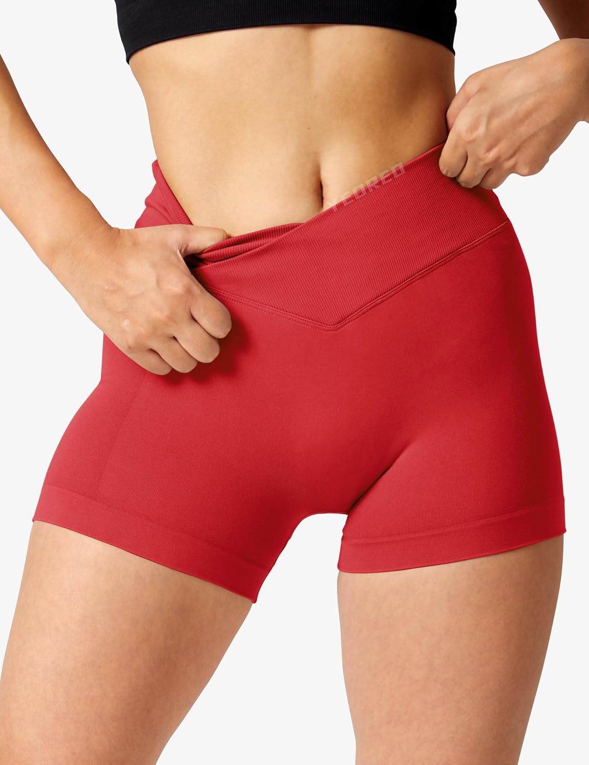 YEOREO Scrunch Butt Workout Shorts - 3.5" Seamless V Cross Waist Gym Shorts for Women