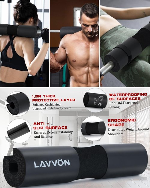 7Pcs Barbell Pad Set - Comfortable Foam Weight Lifting Cushion for Hip Thrust & Squats | Includes Ankle Straps & Resistance Bands