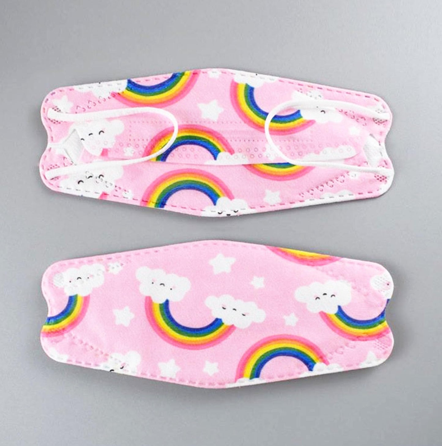 Face Mask for Kids 50 PCS, 4 Layer Disposable Face Masks with Designs for Children, Cute Face Masks, Clouds Print