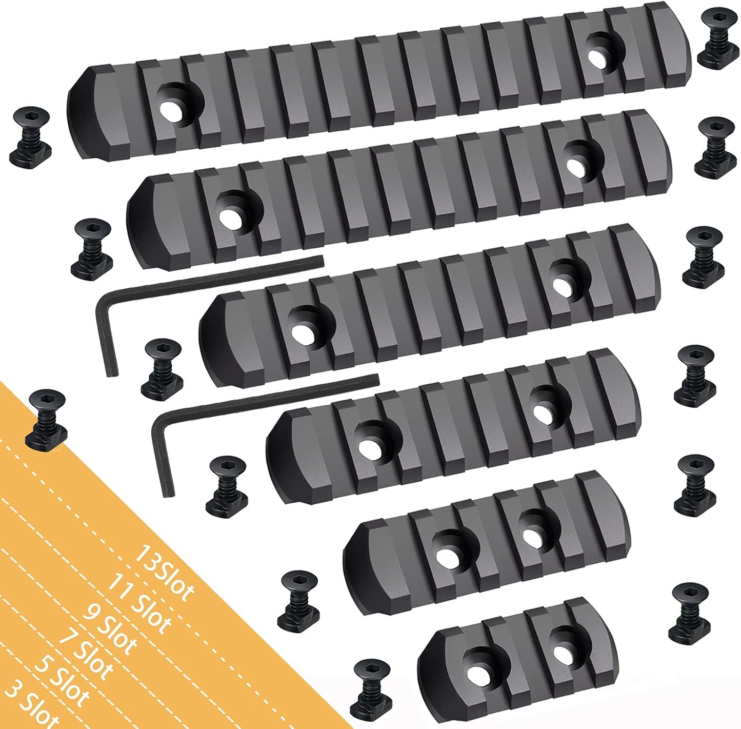 Picatinny Rail - Durable Polymer Accessory Rail with 3 to 13 Slots - Sleek Black Finish
