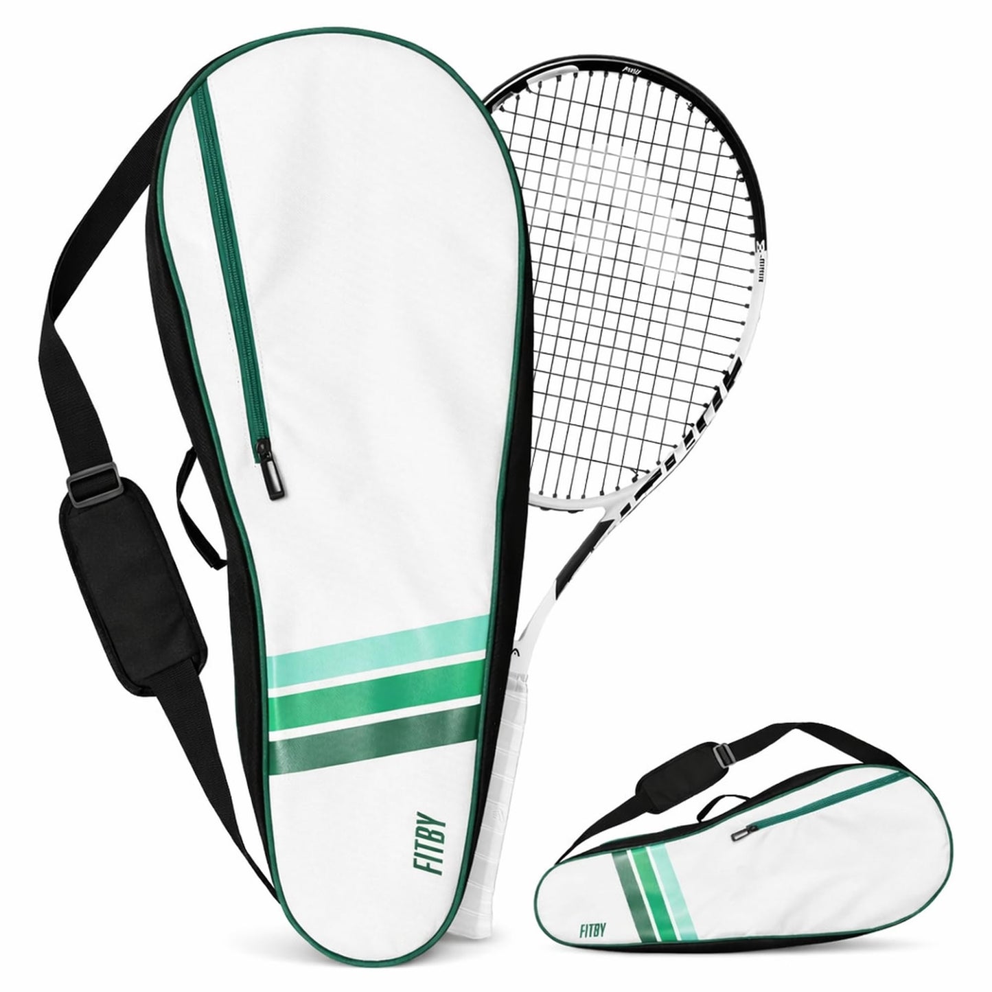 Tennis Bag for Men & Women - Lightweight Durable Racquet Bag with Adjustable Shoulder Strap & Side Pockets - Fits Multiple Racquets - Black Tennis Racket Cover (27" x 10")