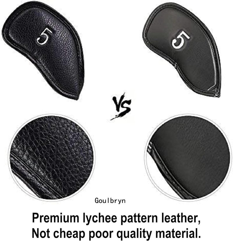 12pcs Thick Synthetic Leather Golf Iron Head Covers Set Headcover Fit All Brands Callaway Ping Taylormade Cobra Etc
