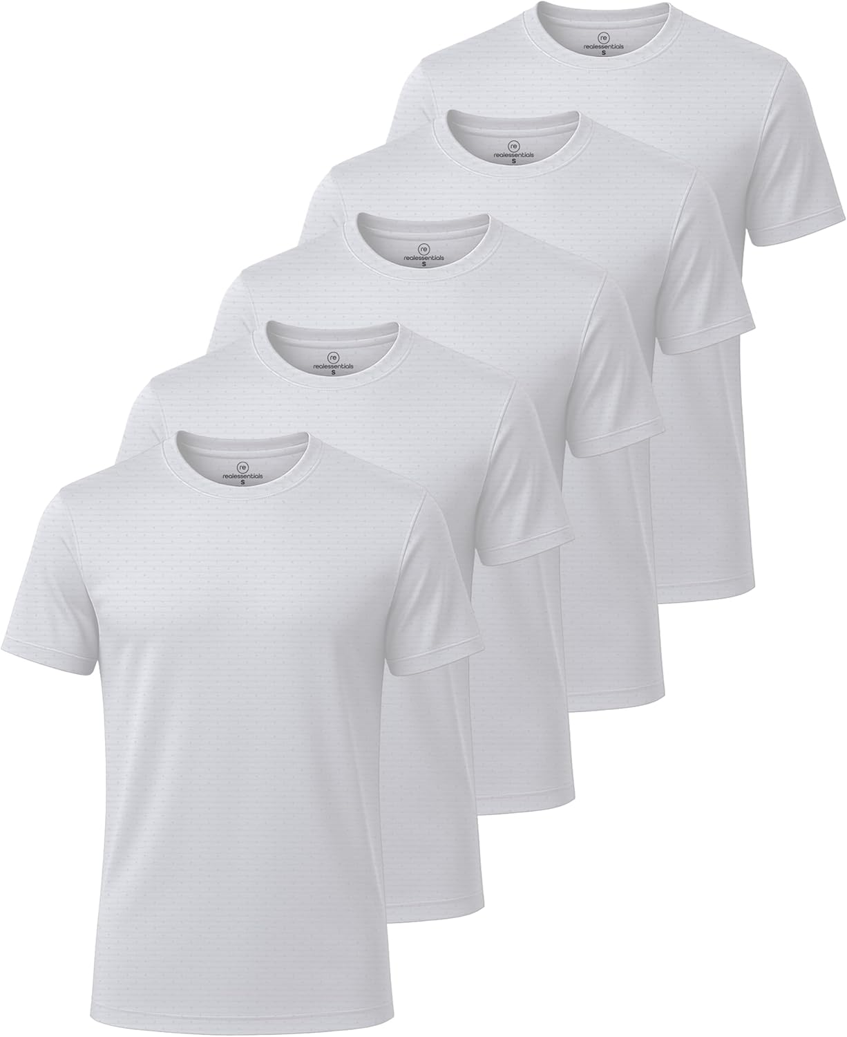 Real Essentials Men's Breeze Tech Crew Neck T-Shirts - 5 Pack Moisture-Wicking Athletic Gym Shirts (Big & Tall)