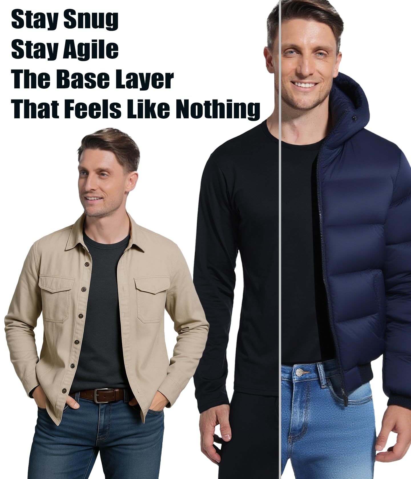 Raxilon 2 Set Thermal Underwear Long Johns for Men Fleece Lined Base Layer Tops and Bottoms Set Cold Weather Clothing Gear Winter Gift