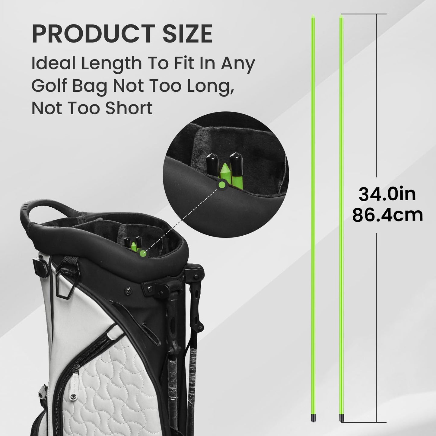 Amy Sport Golf Alignment Sticks Rods for Swing Training 34 Inch Value 2 3 Pack, Golf Aiming Stick for Putting Posture Corrector Practice Aid, Perfect Length to Fit in Any Golf Bag (Green-2 Pack)