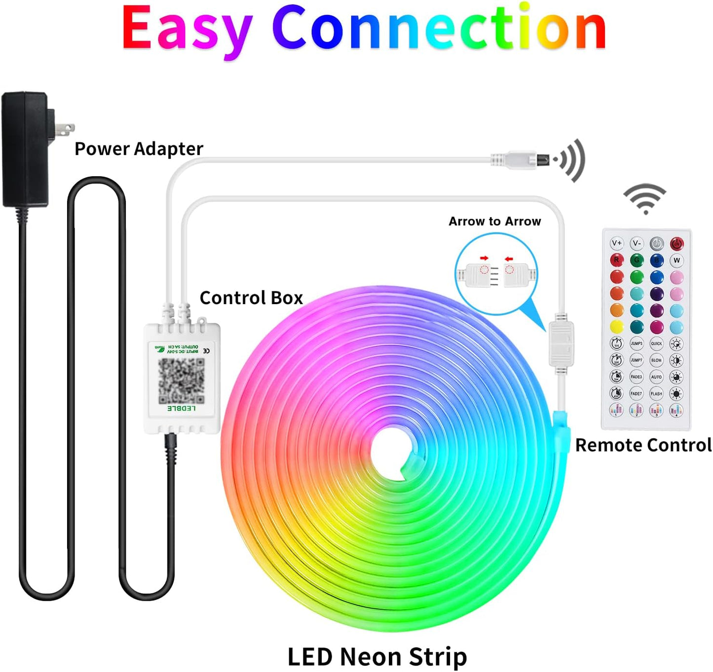 50ft RGB LED Neon Rope Lights with Remote & APP Control - Waterproof Flexible Strip for Bedroom & Outdoor Décor