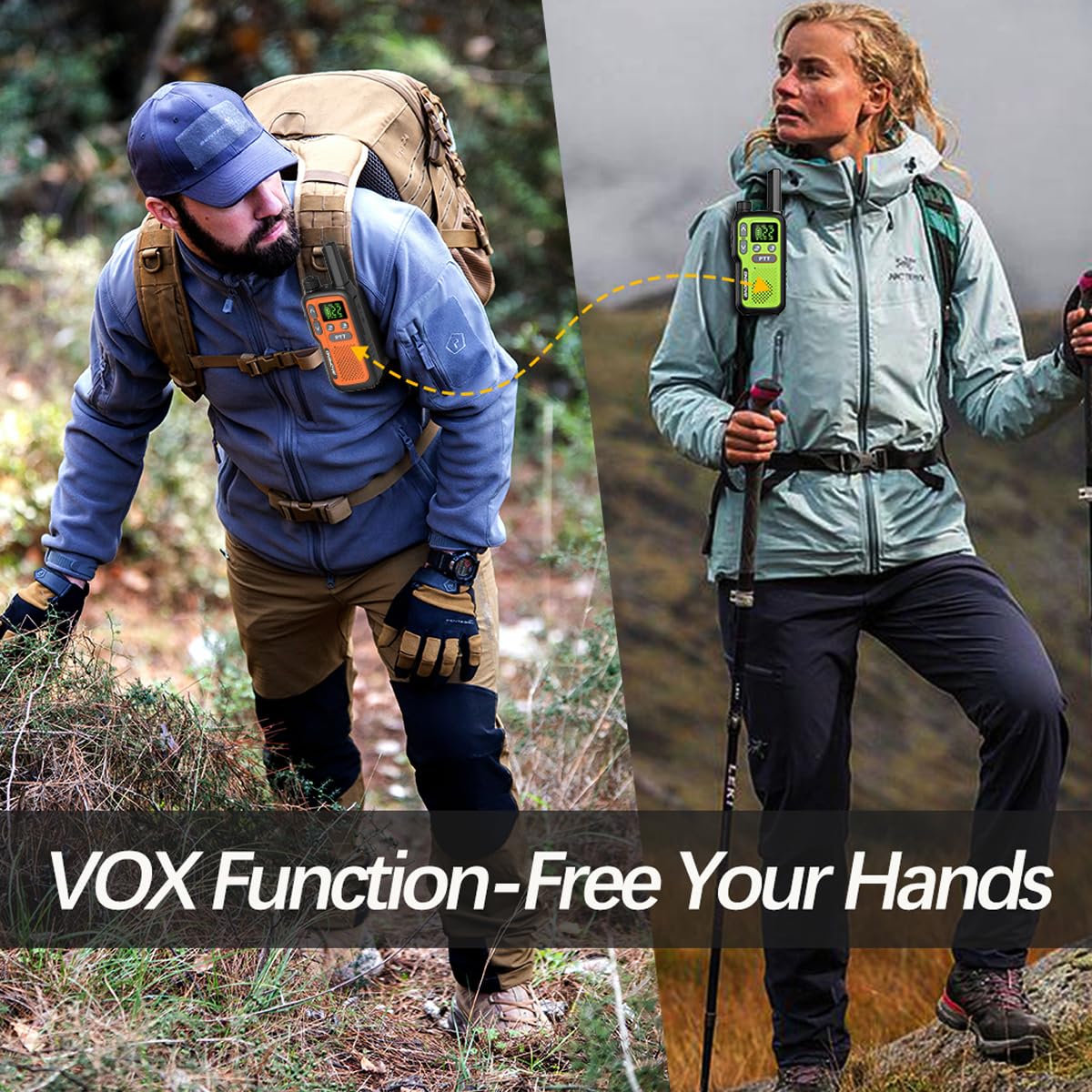 Walkie Talkies Long Range for Adults,Rechargeable Walkie Talkies FRS NOAA Family Emergency Walky Talky,Portable 2 Way Radios with Earpiece 1500mAh VOX USB-C Charger for Camping Hiking Cruise,4Pack
