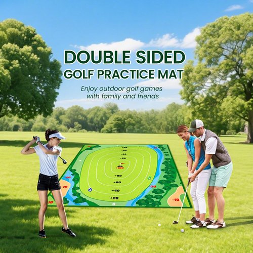 Golf Chipping Game Mat Double Sided,40 pcs Golf Game Set with 6×5 FT Golf Practice Mat,Outdoor Indoor Hitting Games for Adults & Kids,Home Backyard Garage Game, for Family Gatherings