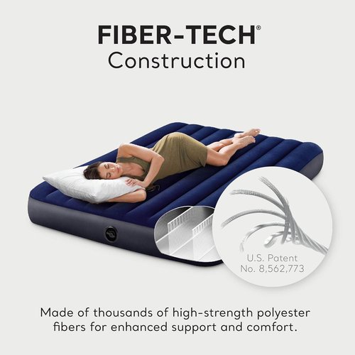 Intex 80 x 60 x 10 Inch Dura-Beam Fiber-Tech Vinyl Standard Downy Air Mattress with Plush Top and 2-in-1 Valve, Queen (Pump Not Included) (3 Pack)