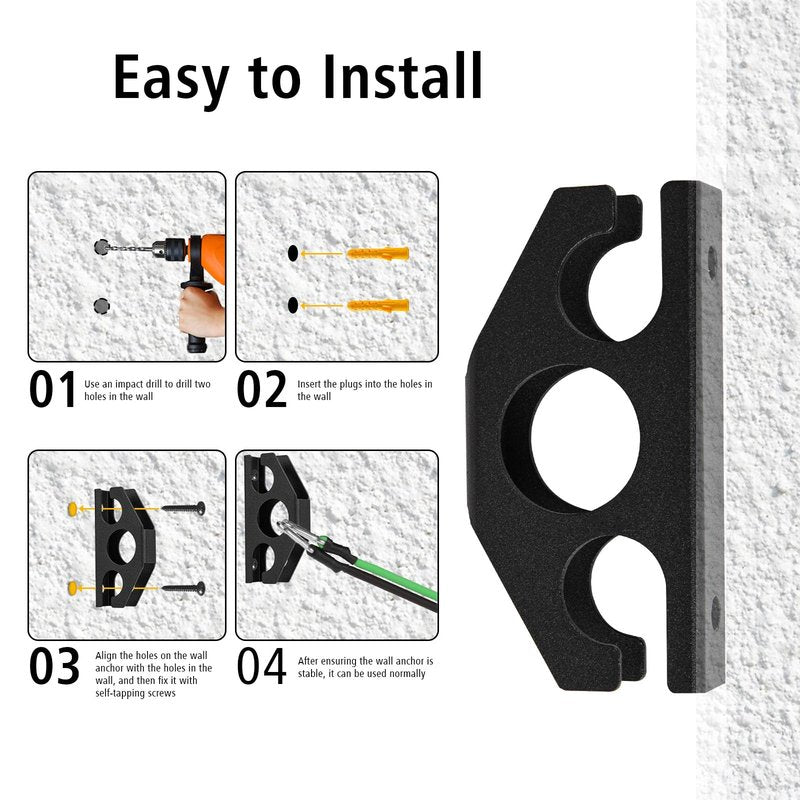 Wpbhk 3 Pcs Resistance Band Wall Anchors - Space Saving Wall Mount Anchors for Home Gym Workouts, Strength Training, Physical Therapy Exercise, Fitness with Mounting Screws