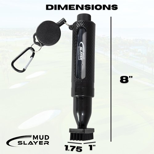 HODL 21 Mud Slayer Golf Club Cleaner with Water Spray – Golf Club Cleaning Brush with Leak-Proof Reservoir, Dual Bristle Head & Retractable Clip – Golf Bag Brush for Irons & Wedges (Black)