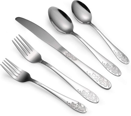 Bekith 40-Piece Stainless Steel Silverware Set for 8 | Mirror Finish, Dishwasher Safe Cutlery