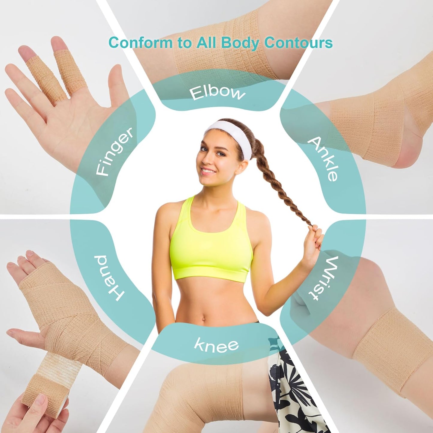 Skiennix Self-Adhesive Bandage Wraps - 6 Pack, 2” x 5 Yards, Skin Color | Ideal for Sports & Injury Support