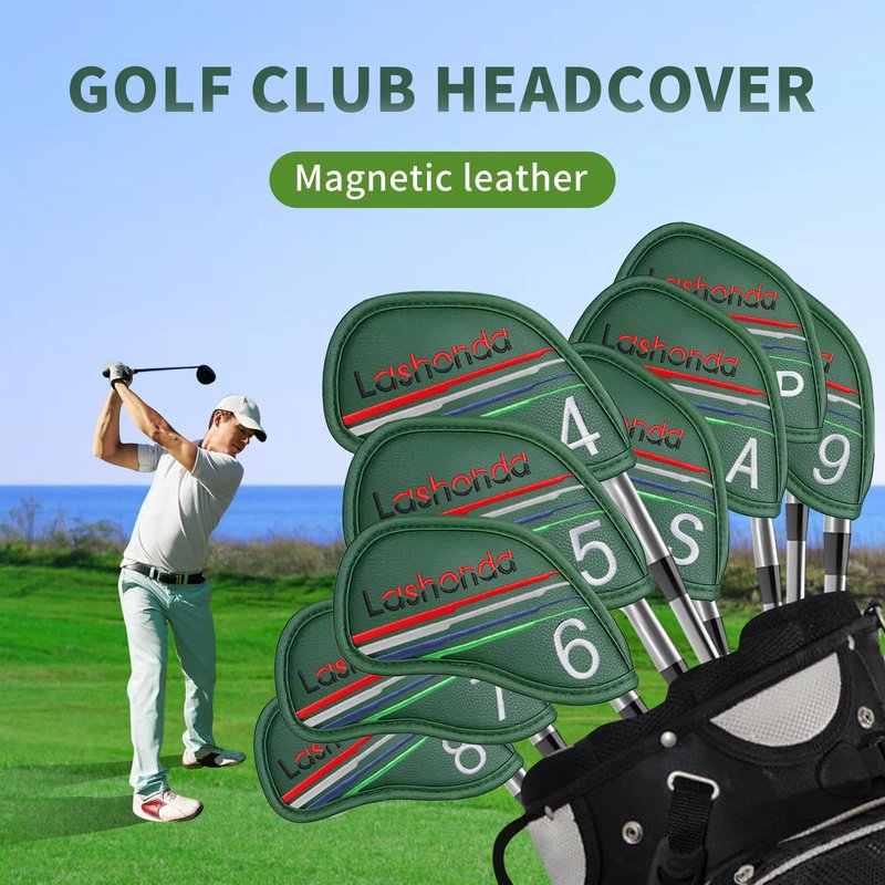 9PCS Golf Headcovers Golf Iron Head Covers Value 9 Piece Set, Synthetic Leather Deluxe Club Headcover（Compatible with Iron Sets）