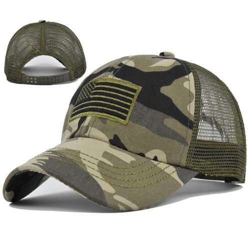 Camouflage Baseball Cap Camo American Flag Trucker Hat for Men Women Mesh Camo Hat USA Flag Camouflage Hats for Men Embroidered Distressed Cowboy Baseball Dad 4th July Hunting Accessories
