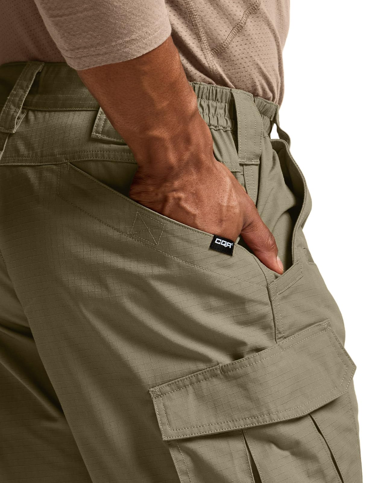 CQR Men's Tactical Pants, Water Resistant Ripstop Cargo Pants, Lightweight EDC Work Hiking Pants, Outdoor Apparel, Raider Mag Pocket Soil Green, 44W x 32L