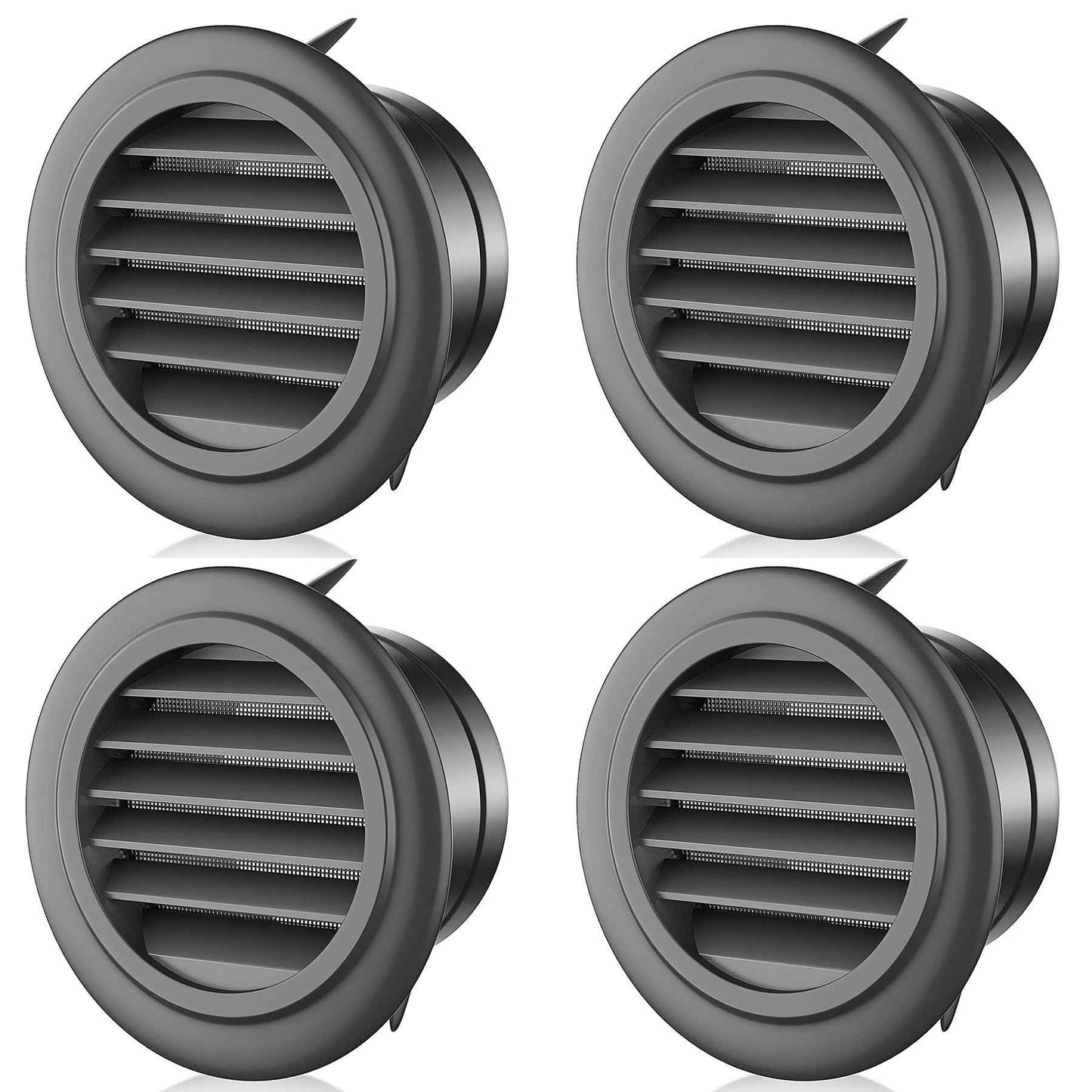 4 Pack 4 Inch Soffit Vent for Exhaust Fan with Built-in Mesh Screen, Black Round Soffit Exhaust Vent Cover ABS Louver Grille Cover, Eve Dryer Vent for Bathroom Office Kitchen (4 pack 4in-black)