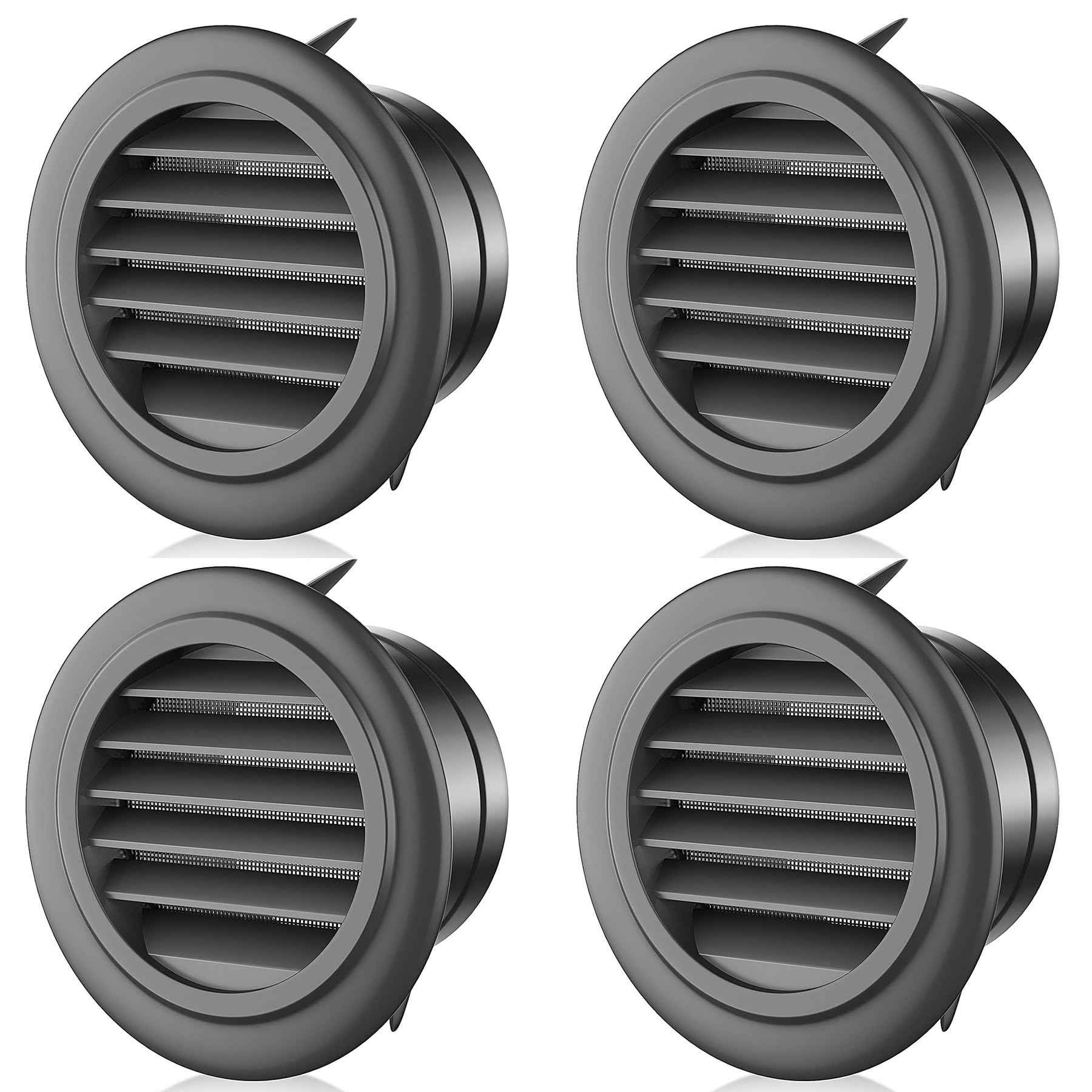4 Pack 4 Inch Soffit Vent for Exhaust Fan with Built-in Mesh Screen, Black Round Soffit Exhaust Vent Cover ABS Louver Grille Cover, Eve Dryer Vent for Bathroom Office Kitchen (4 pack 4in-black)