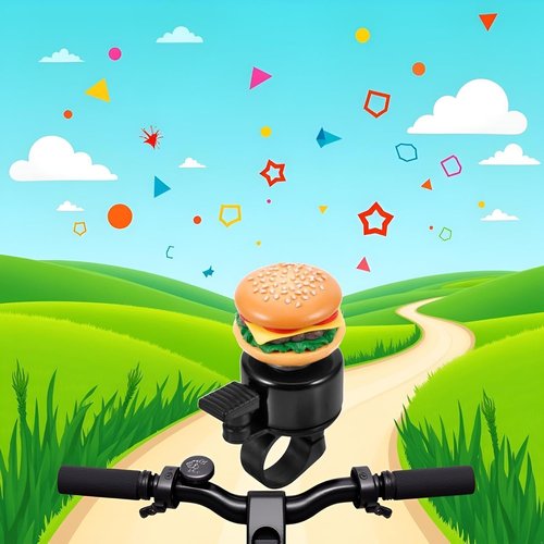 2Pcs Hamburger Shape Bike Bell, Loud Crisp Clear Sound, Compatible with Balance Bike, Scooter, Bicycle, Plastic Material, Yellow Color