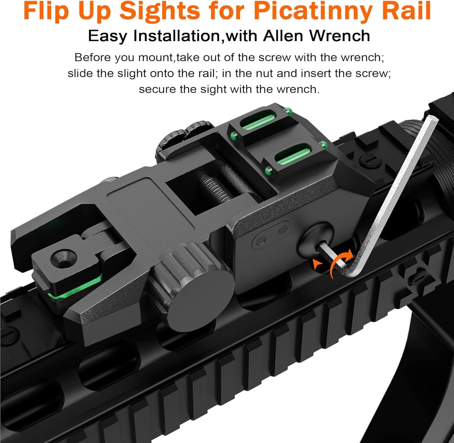 Skiennix Fiber Optic Sights - Tool-Free Adjustable Flip-Up Front & Rear Sights with Red/Green Dots
